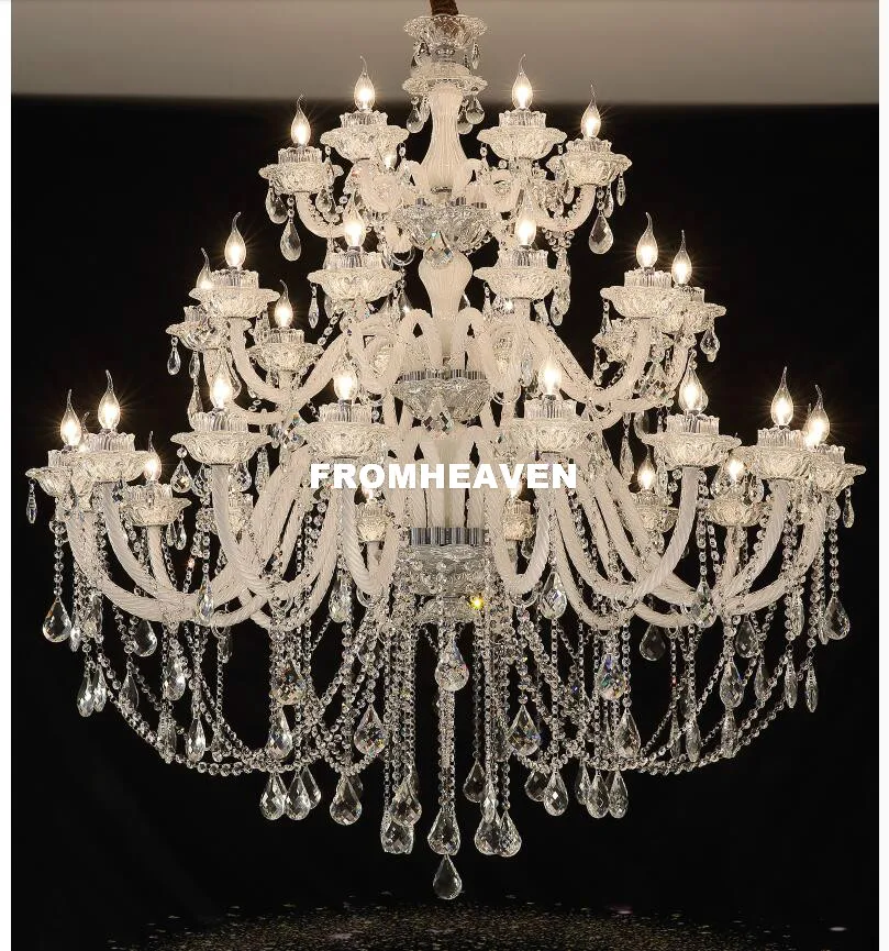 Free Shipping Modern Clear White Chandelier Living Room Hotel Double Layer Chandelier K9 Deco Luxury Chandelier Crystal Lighting