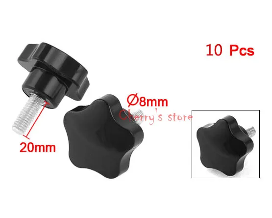 

Plastic Pentangle Head Designed 8mm Thread Clamping Knob Black 10 Pcs