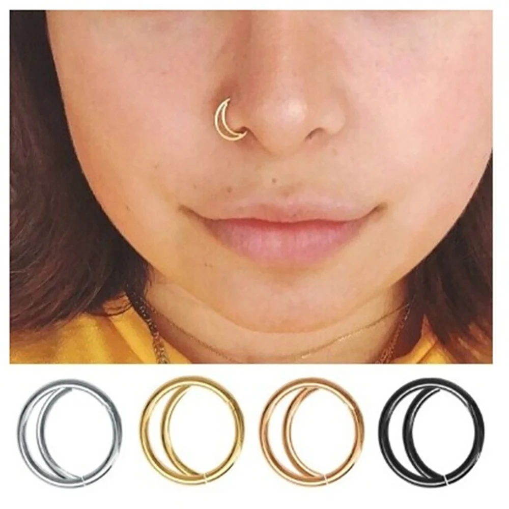 TIANCIFBYJS Surgical Steel Clicker Segment Nose Hoop Ring 16g 20g Body Piercing Jewelry Tragus Stud Cartilage Helix Earring 1pcs