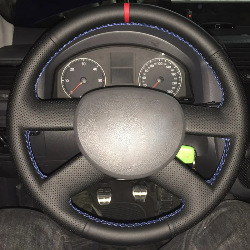 HuiER Hand Sewing Car Steering Wheel Cover For Volkswagen VW Polo 2003-2006 Old Golf 5 Jetta 5 MK5 Tiguan 2007 - 2009 2010 2011