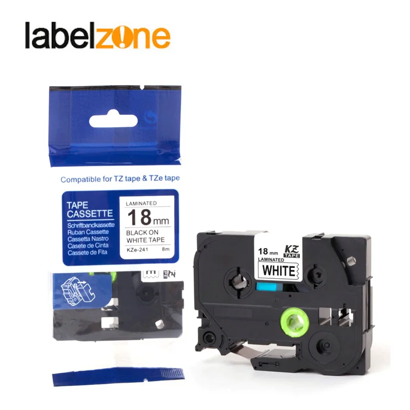 18mm tze241 black on white label tape Compatible Brother p-touch printers tze laminated tze-241 tz-241 tz241 tze141 ribbon