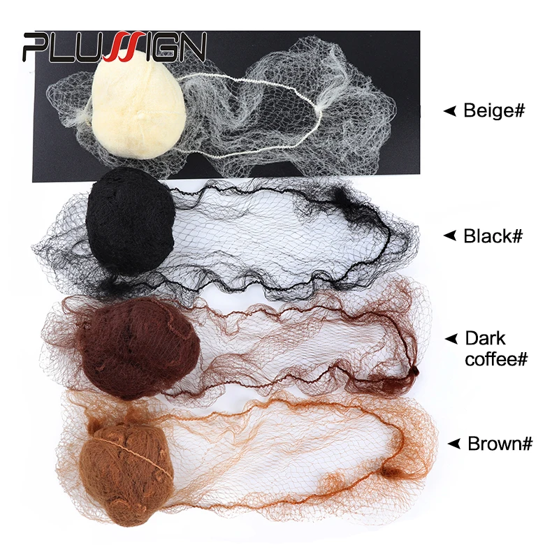 Plussign 20 Pcs/Lot Top Nylon Net Star Dance Recital Buns / Hair Extension Weaving Cap Brown Black beige Color