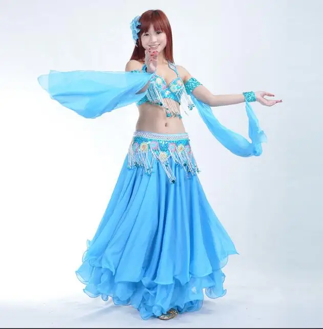 12 Colors 1 Piece  Belly Dance Costume Accessories  Arm Sleeves Wrist Adjustable Chiffon Sleeve Sequins Armbands 88 cm length