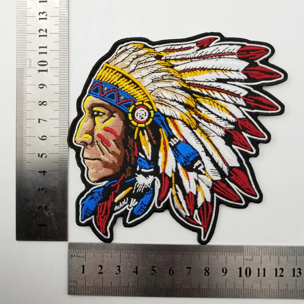 Indian Patch Embroidery Iron On Patches Motorcycle Jacket Biker Rock Punk Patch  Stickers Apparel Accessories Badge Vest Custom