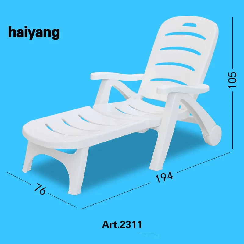 Plastic folding chair Outdoor beach chair chaise longue chair for poolside outside plastic furniture heavy durable for 5 years