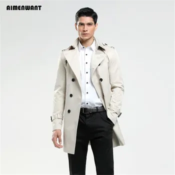 Men's Double-Breasted Slim-Fit Trench Coat 3 2024 Fashion Double Breasted Trench Male Design Slim Fit Business Casual Outerwear Plus Size Customized Coat Trench Cheap 3