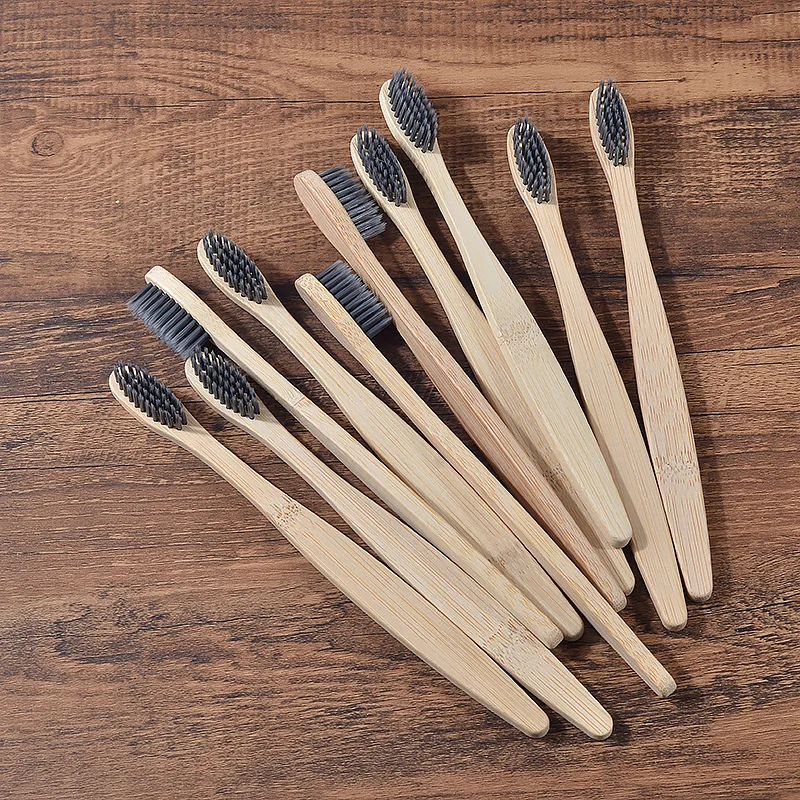 10Pcs Bamboo Toothbrush Eco Friendly Wooden Tooth Brush BPA Free Soft Bristle Tip Charcoal Adults Oral Care Toothbrushes
