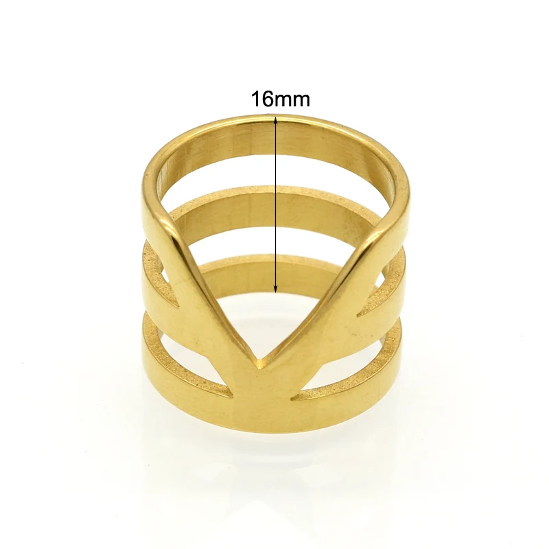 Latest Design V Rings Fashion Jewelry For Women Stainless Steel Gold Color anillos For Wedding Engagement HOT Sale