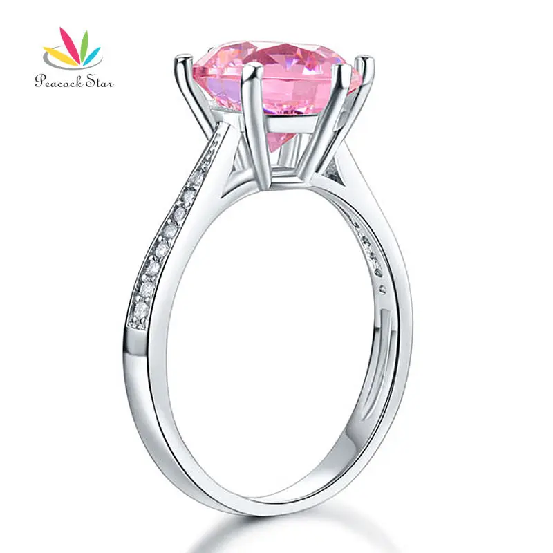 Peacock Star 925 Sterling Silver Wedding Engagement Ring 3 Carat Fancy Pink CFR8210