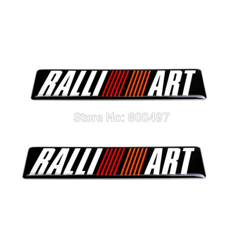 2 x Newest 3D Car Styling Aluminum Glue Decal Car Emblem Car Accessories Adhesive Badge for Ralliart Ralli Art