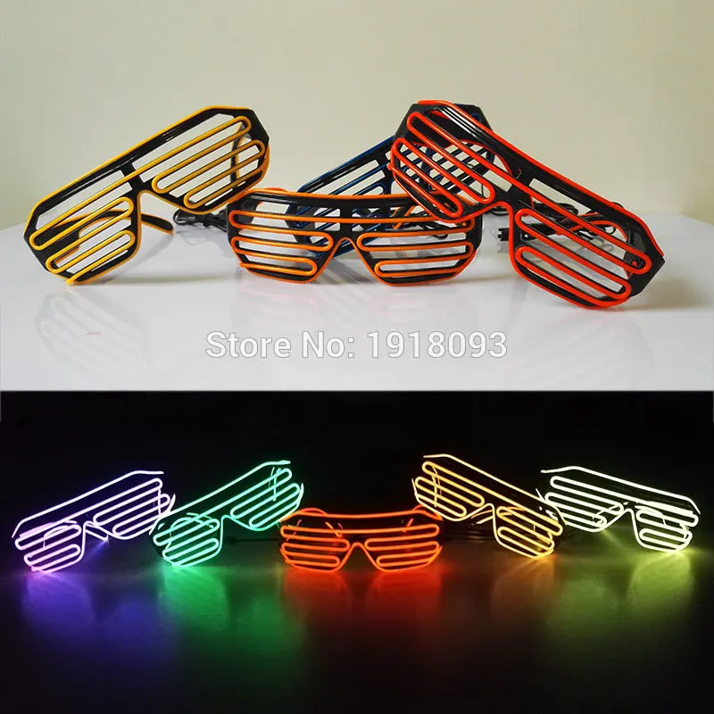 New Bright Glasses 26 Style Flashing EL wire Novelty Lighting Neon LED Rave Costume Glowing For Halloween,Party,Cosplay