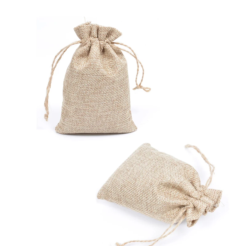 

Wholesale 200pcs/lot 10x15cm/3.9"x5.9" Faux Jute/Hessian Drawstring Bags Wedding Bomboniere Gift Bags for Christmas Gift