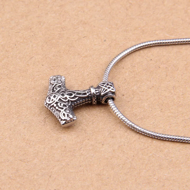 Dropshipping 316L Stainless Steel Norse Viking Thor\'s Hammer Mjolnir Pendant Necklace for women as christmas gift