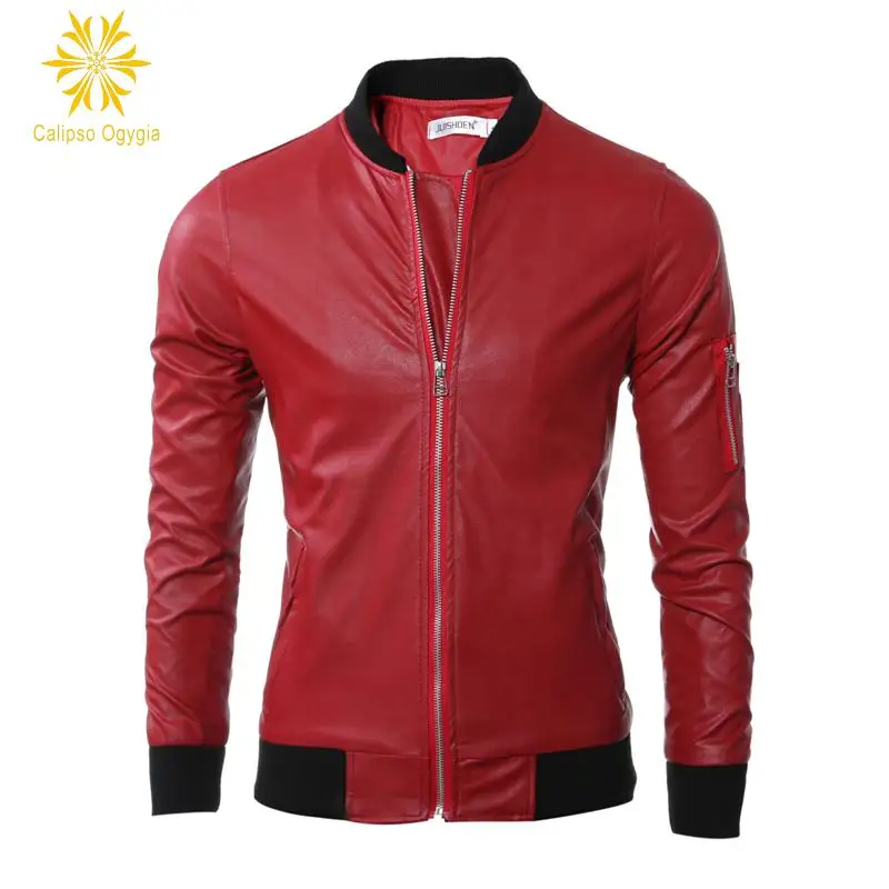 New Spring Calipso Ogygia Men's Leather Jacket Slim fit Biker Motorcycle jacket Moto Hombre Casaca De Cuero Hombre M-3XL