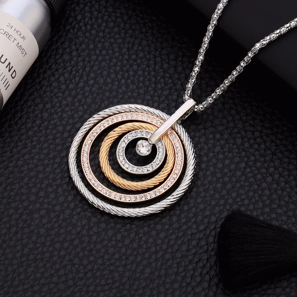 Statement Necklace For Women 3 Multi Circles Pendant Necklaces & Pendants Mermaid Party Gift For Lover collares mujer Ketting