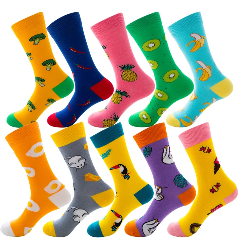 Women Unicorn Bee Flamingo Animal Men Socks Autumn Winter Vegetables Fruit Socks Cotton Long Funny Happy Funky Socks Colorful