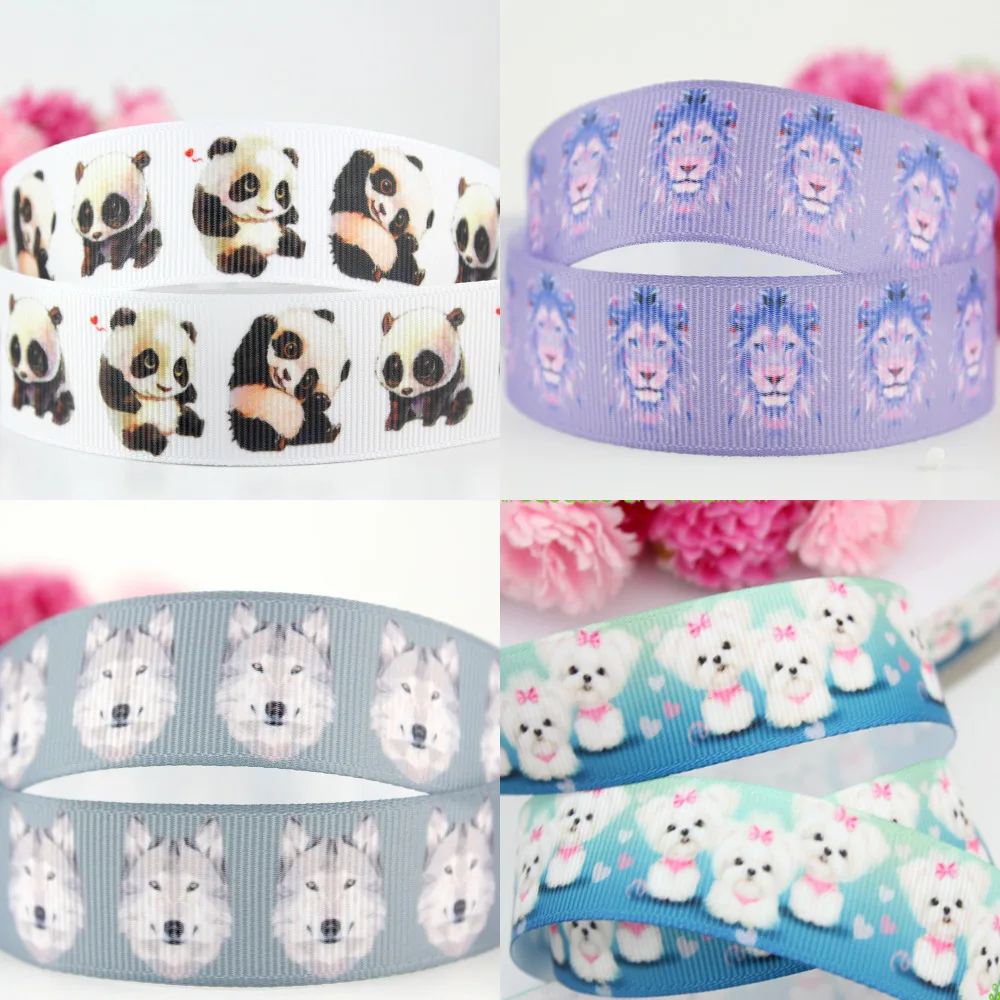 

7/8 printed grosgrain ribbon 10 yards 22mm animals print webbing sewing accessories gift wrap decorative ribbons