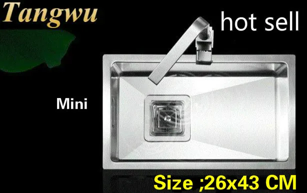 

Free shipping Apartment kitchen mini balcony manual sink single trough stainless steel hot sell 260x430 MM