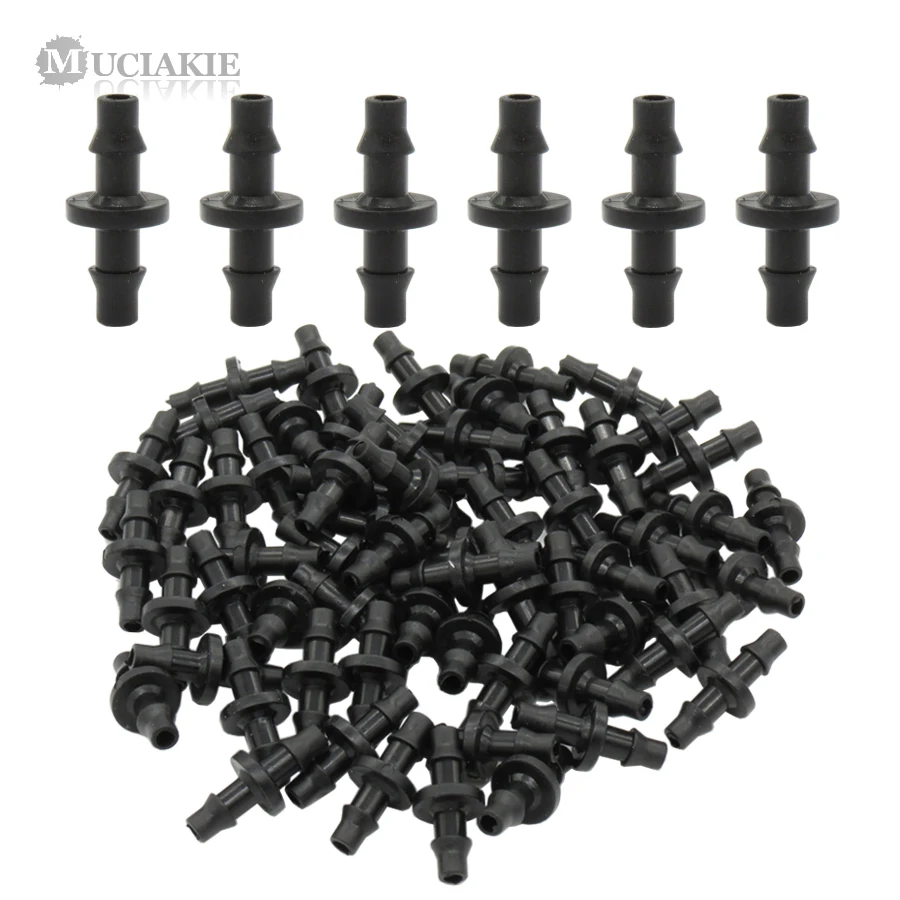 

MUCIAKIE 50PCS 1/4" Barbed Connector Double Barb For 4/7mm Tubing Garden Hose Connector Garden Drip Irrigation Connector