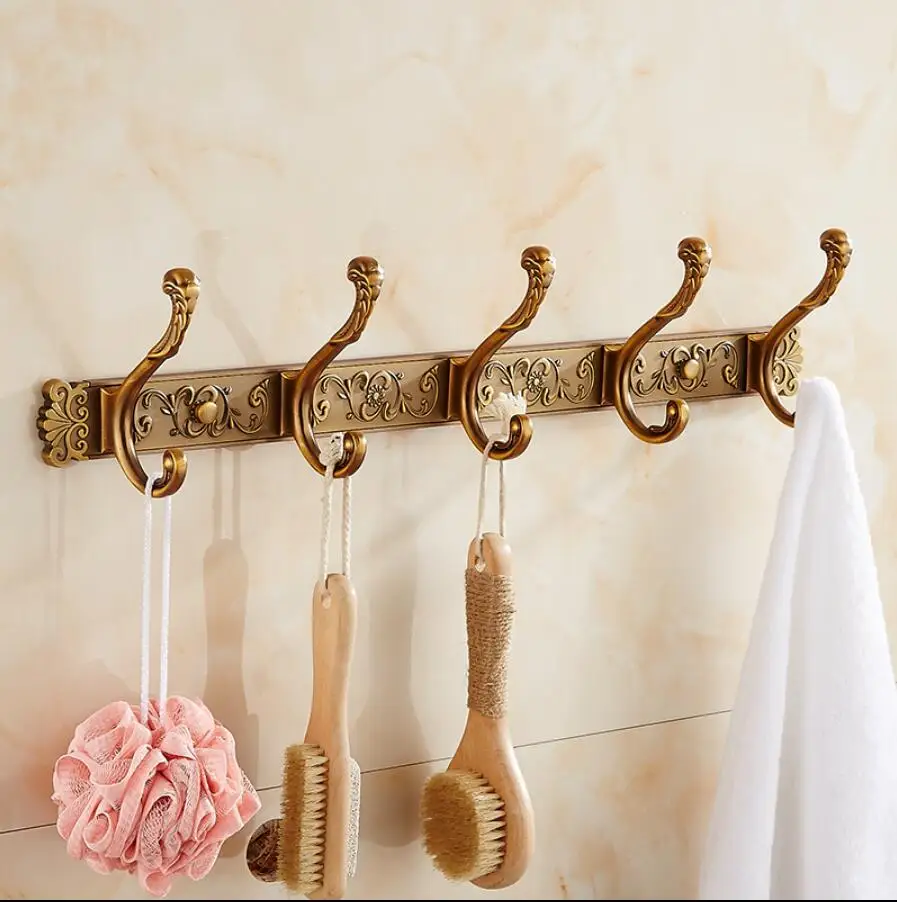 Antique Bronze 4-7 Carved Towel Hooks Wall Mounted Aluminum Robe Hooks,Brief Clothes Hook,Towel Holder,Bathroom hook