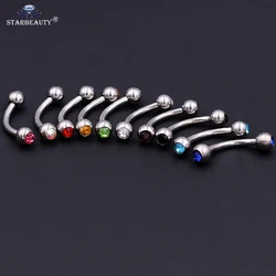 2pcs Mix color 1.2*8mm eyebrow Piercing Surgical Steel Eyebrow Piercing Eyebrow Pircing Curved Barbell Banana Piercings