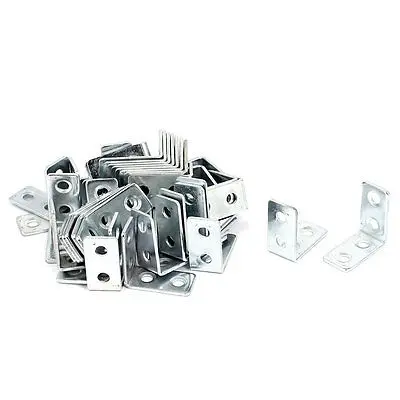 50pcs 90 Degree Shelf Corner Brace Plate Angle Bracket Silver Tone 30x30x15mm