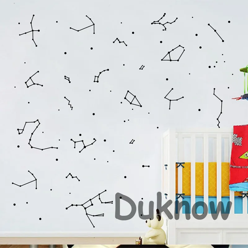 Large Size Zodiac Constellation Art Vinyl Wall Sticker Baby Room Decoration Space Star Decal Nursery Mural Art DIY Wall Decor