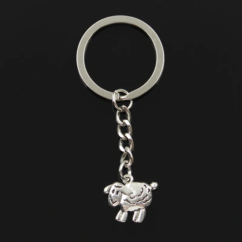 

Fashion 30mm Key Ring Metal Key Chain Keychain Jewelry Antique Bronze Silver Color Plated Sheep Lamb 18x16mm Pendant