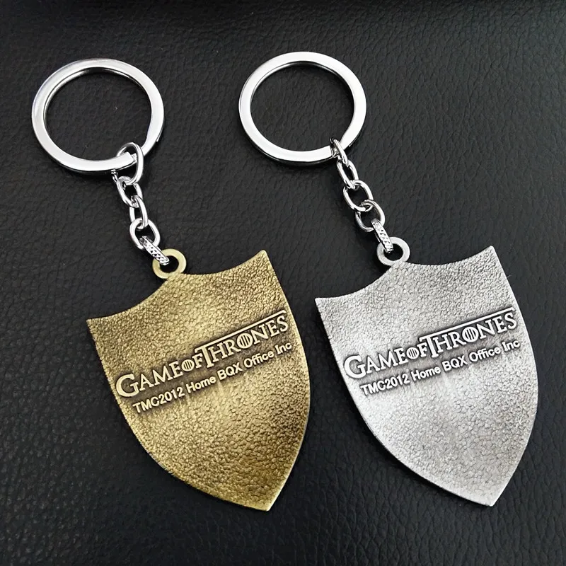 Thrones chaveiro temporada 8 casa stark lobo cabeça emblema chaveiros pingente gelo e fogo chaveiro llaveros de presentes do filme