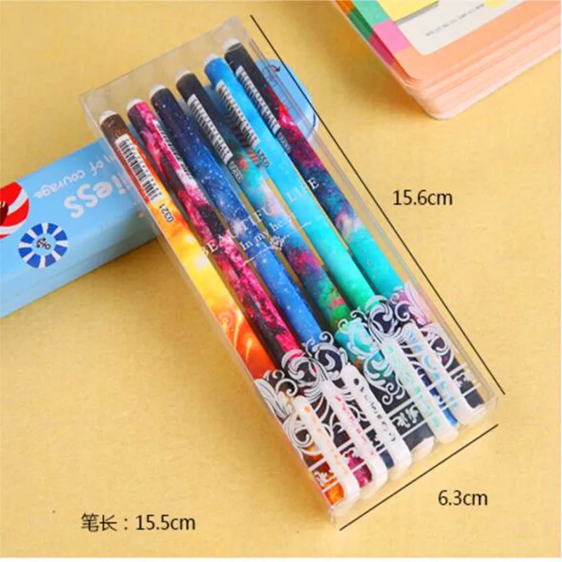 

6Piece/Boxes Cartoon Series Star Meng Lovely Looking Smooth Writing 0.38Mm Blackneutralpen Student Activities