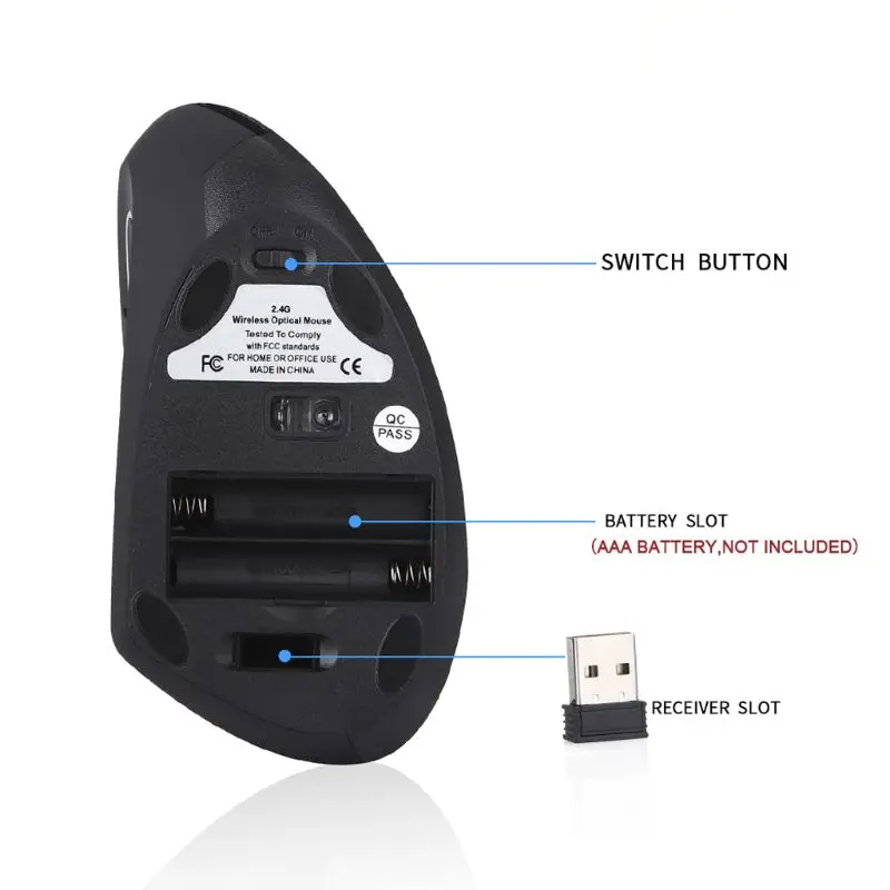 2.4G Wireless Left Hand Vertical Mouse Computer Gaming Mice USB Optical Mouse For Laptop PC Computer