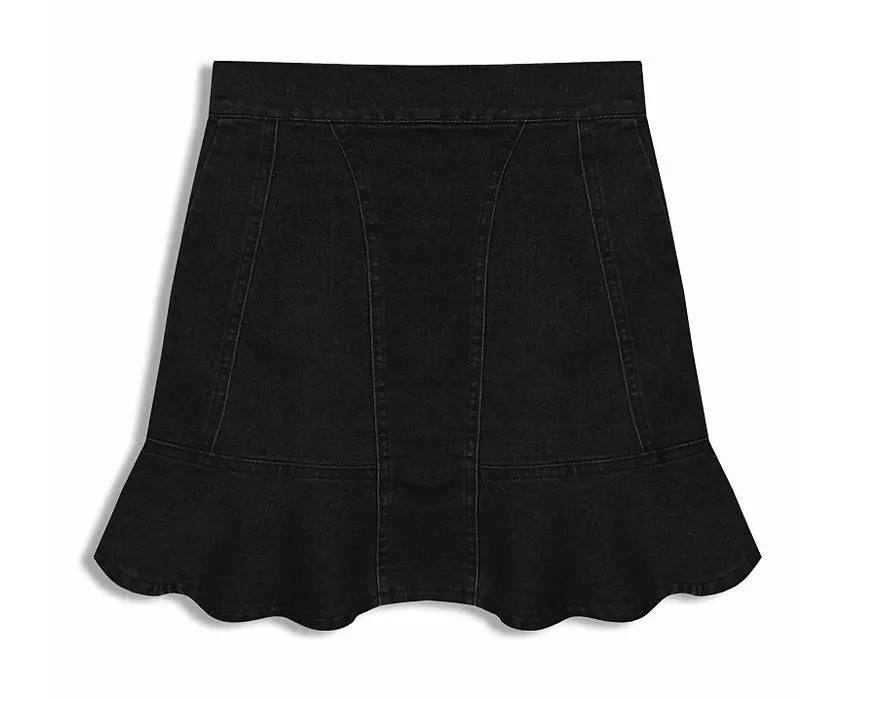 

2024 autumn winter New Women's Denim Skirts Female Ruffle Zipper Wave Design Short skirt Women Clothing