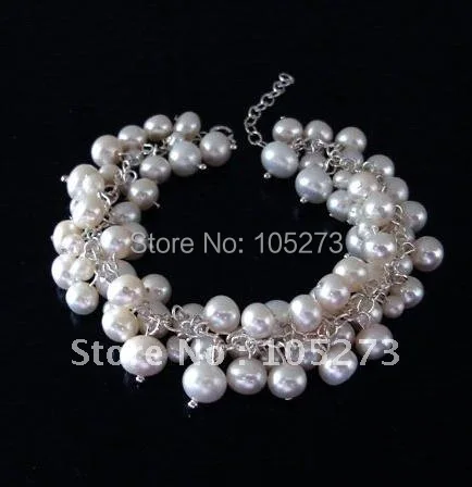 

Classic! Pearl Jewelry AA 6-8MM White Color Cultured Freshwater Pearl Bracelet 8inch Fashion Jewelry Wholesale New Free Shipping