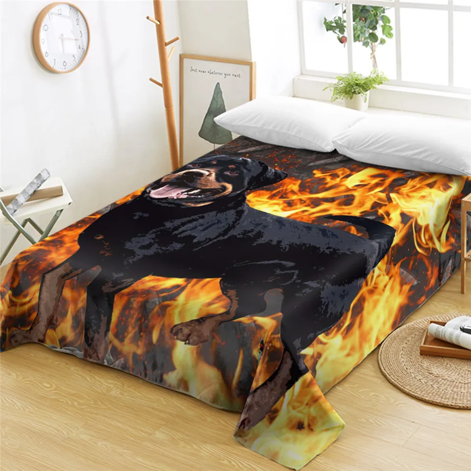 BeddingOutlet Dogs Bed Sheets One Piece Husky Pug Rottweiler Doberman Flat Sheet 3D Print Kids Bedding Animal Bedspreads sabanas