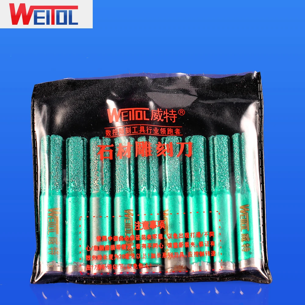 WeiTol 1PCS Diamond Emery Stone Straight Bit 12.7MM Marble Stone Cutting Tools CNC Router Bit End Mill