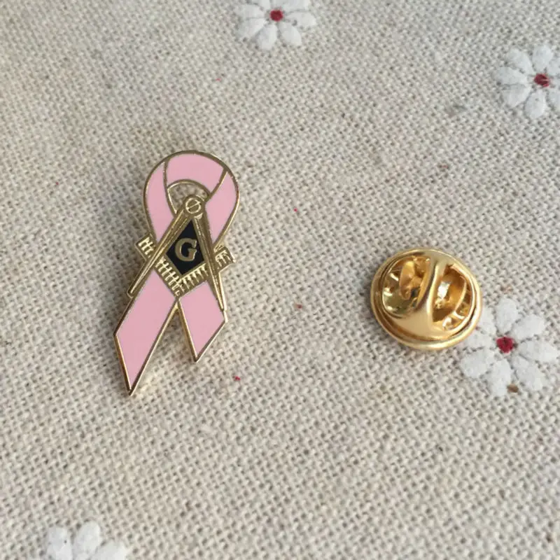 

Masonic Master Mason Cancer Awareness Pink Ribbon Lapel Pin With Square and Compass G in Awareness of Breast Cancer Pins Badge