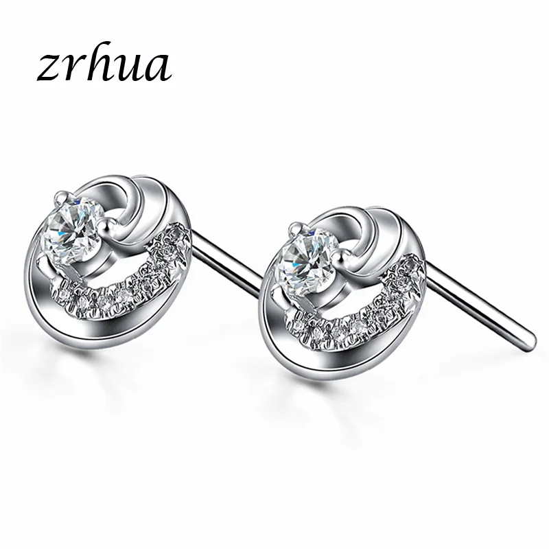 ZRHUA-Boucles d'oreilles à tige en argent regardé 925, biscuits CZ, pierre de cristal, cubique, bijoux de mariage, accessoires uniques, luxe, contre-indiqué