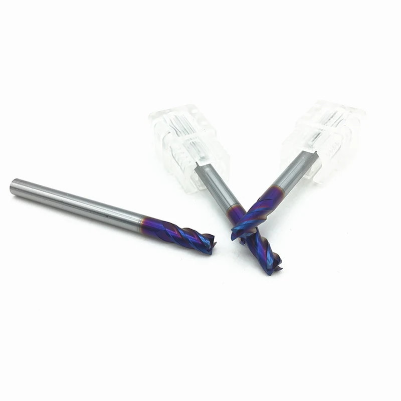 1PC 4mm End Mill HRC65 4 Flute D4*11*4*50 50mm Long Fattened End Mills Straight Slim Shank nACo-Blue Coated Milling Cutter