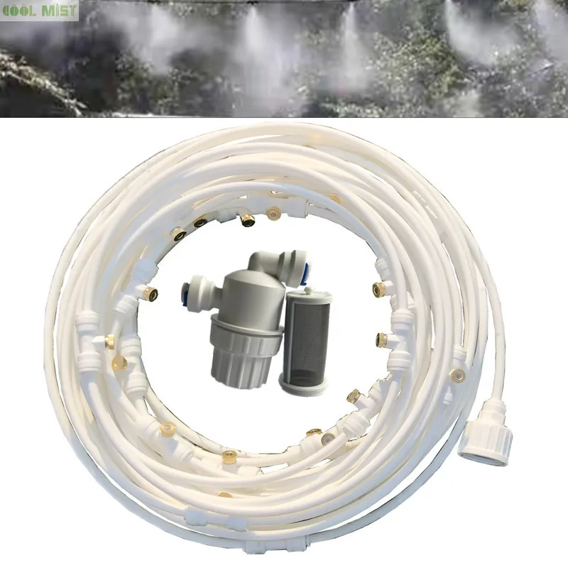 S079 Low pressure 1/4'' misting kit system 18M 26pcs nozzles mist fogging set for fruit and vegetable preservation with filter