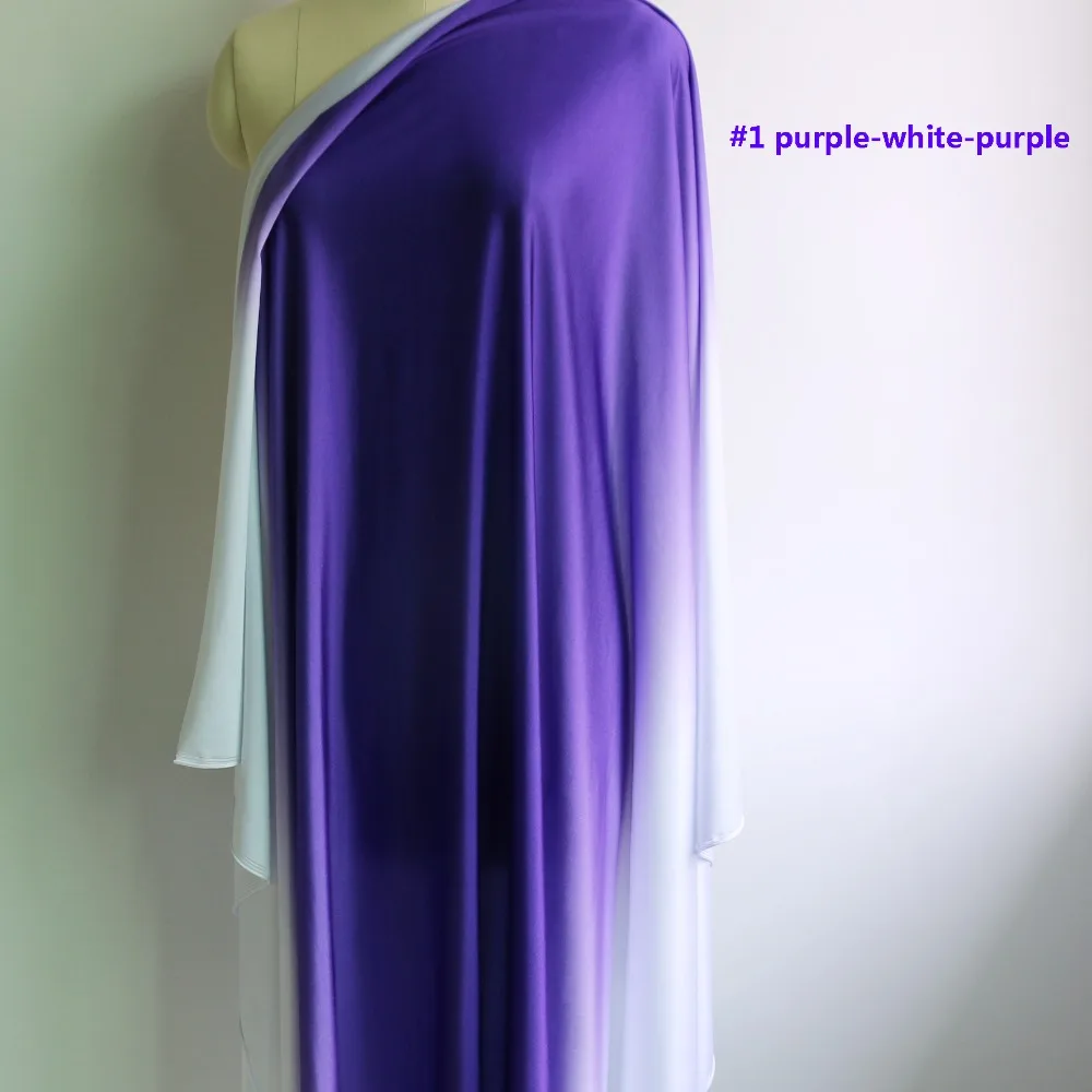 50cm*150cm White Purple Ombre Spandex Fabric Dance Latin Dress Knit Stretch Material