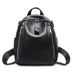 Aodux NEW Genuine Leather Women's Backpacks Silver Color Hardware First Layer Cow Leather Female School Backpack Cowhide Bags