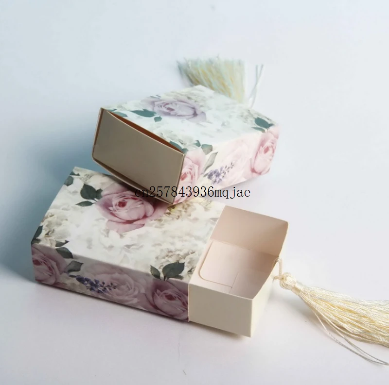 

500pcs Flowers Gift Box Package Paper Candy Box Drawer Shape Favor Box Travel Candy Boxes Wedding Favors Gift