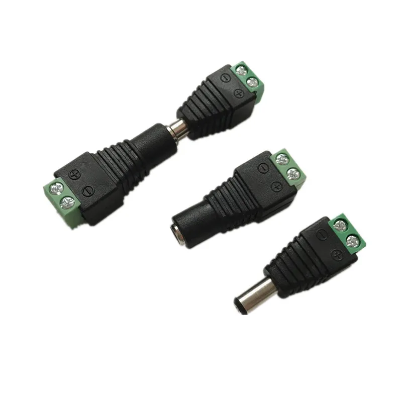 10 Pcs CCTV Cameras 2.1mm x 5.5mm Female Male DC Power Plug Adapter For 5050 3528 5630 5730 Single Color LED Strip Light