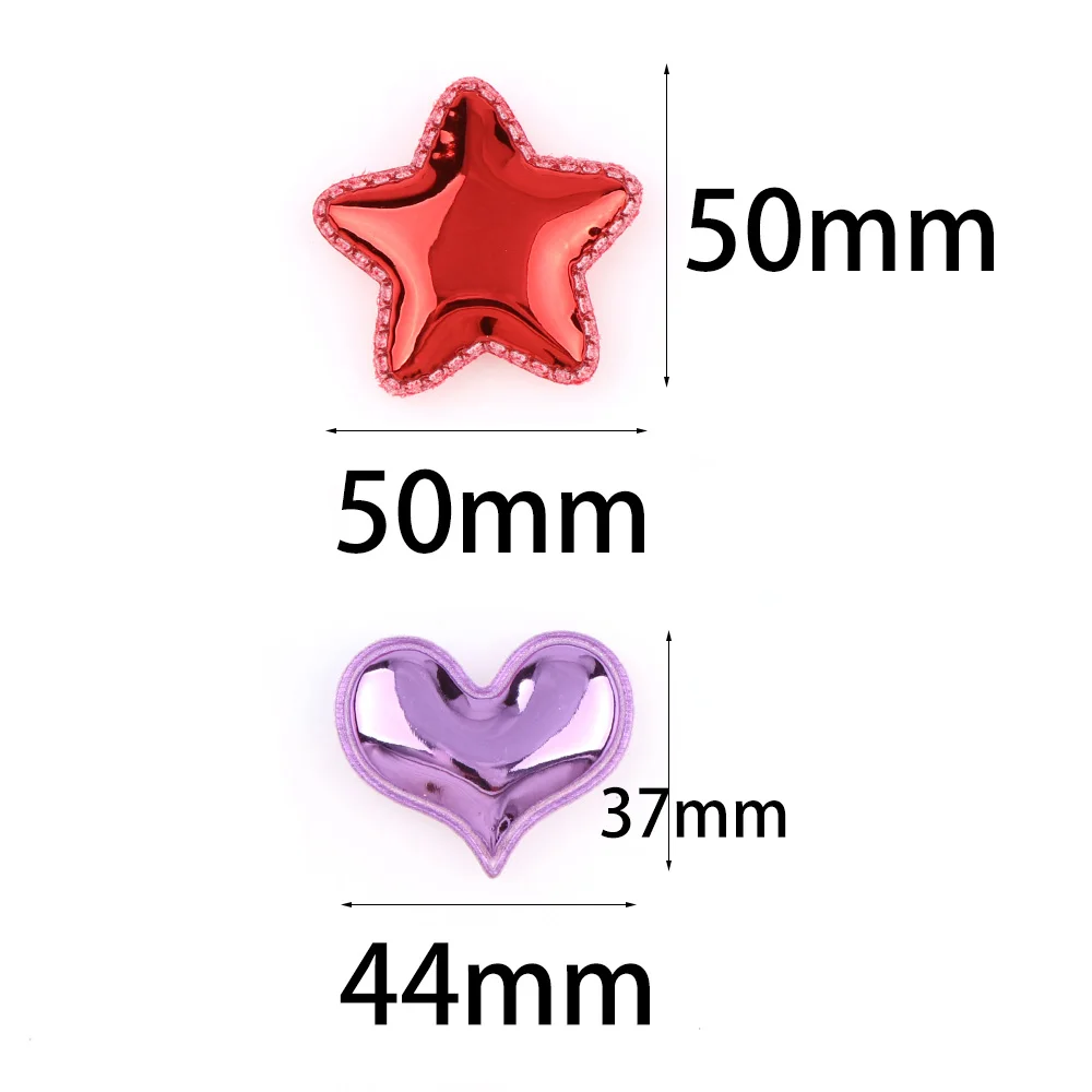 12PCS Mix Color PU Fabric Patches Padded Heart Crown Star Shape Felt  Garment Appliques For Decoration DIY Hair Accessories