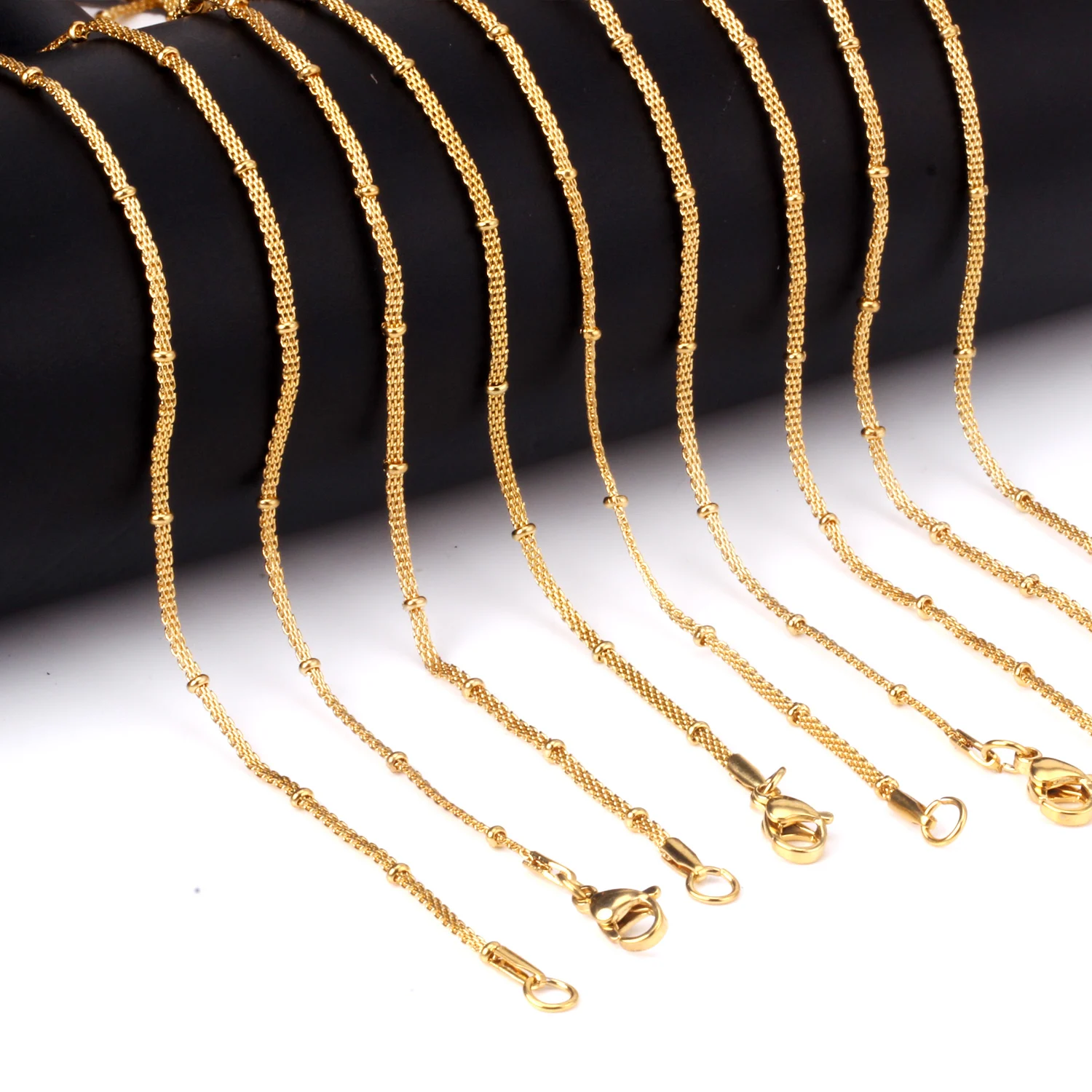 LUXUKISSKIDS Gothic New Chains Net Rope With Beads Chain Wholesale Stainless Steel Fashion Jewelry DIY Necklace Bulk 10pcs/Sale