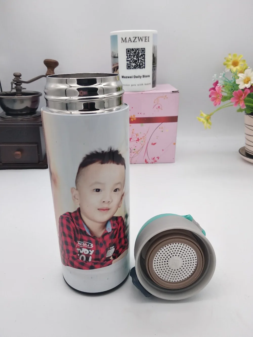 350ML/500ML Thermos with photo DIY new type Customize image picture colorful print LOGO creative gifts Vacuum Free design MAZWEI