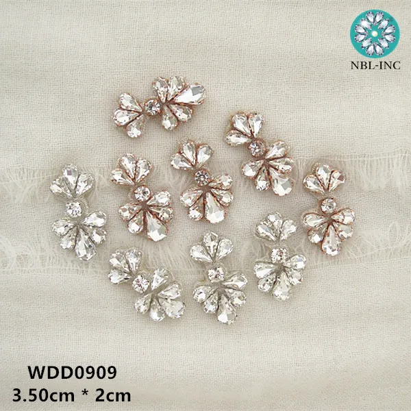 (100PCS) Wholesale hand beaded sewing crystal glass rhinestone applique patch iron on for wedding dresses  WDD0909