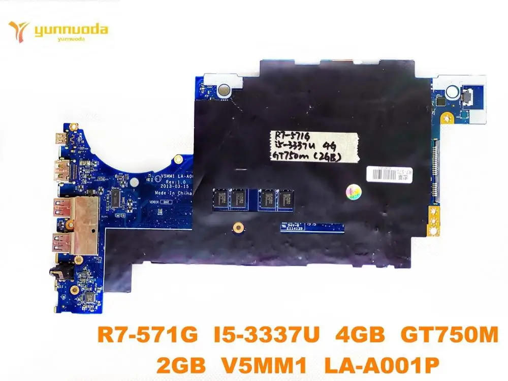 Placa-mãe para laptop para ACER, LA-A001P, R7-571G, I5-3337U, 4GB, GT750M, 2GB, V5MM1 Testado Bom