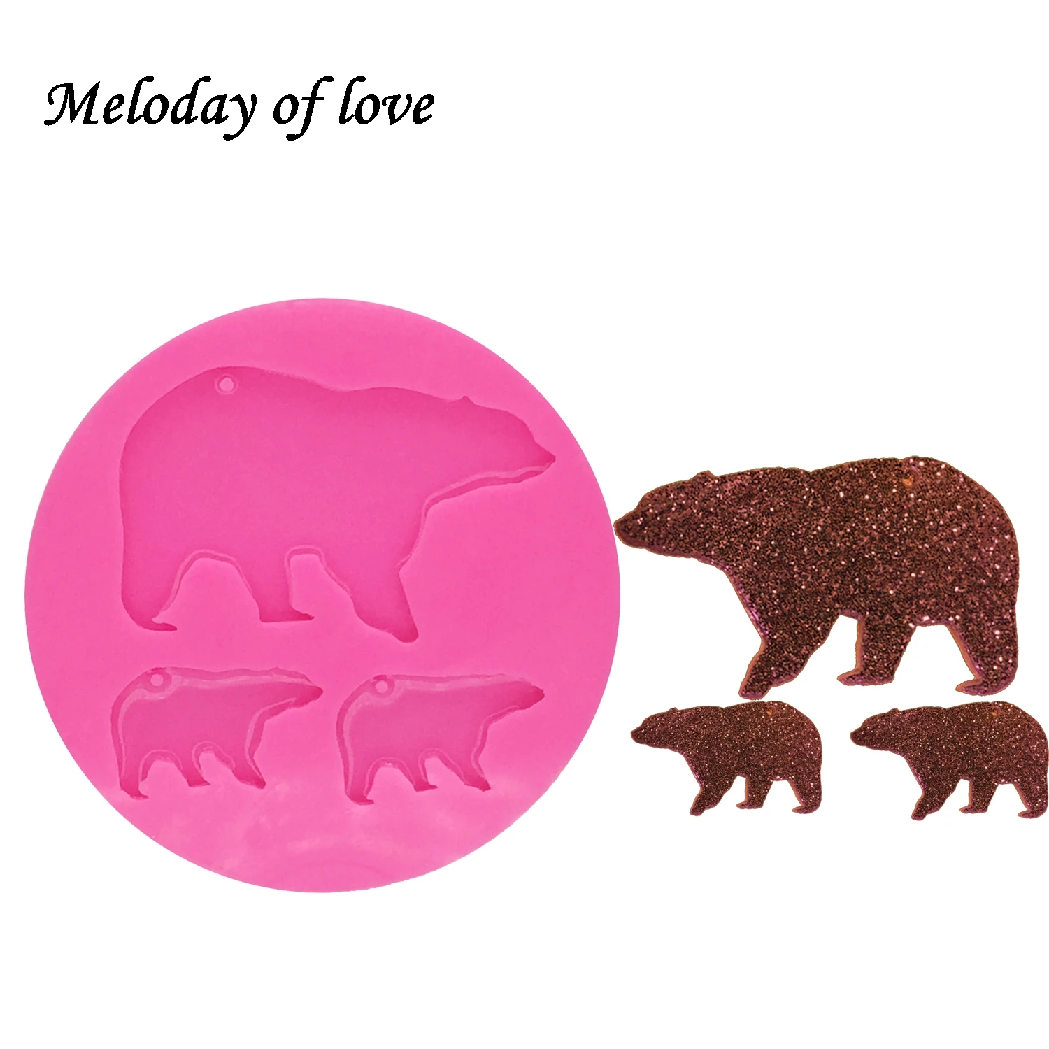 Glossy Finish bear Momma/baby silicone mold diy bear family epoxy resin molds jewelry making custom mold keychain DY0056