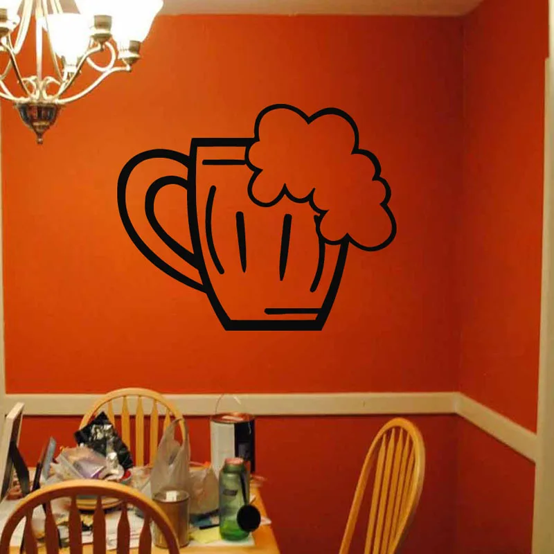 

Wall Decals Glass of Beer Foam Drinks Wall Stickers Kitchen Cafe Art Mural Interior Design Home Vinyl Decal Sticker